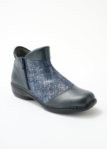 Boots cuir largeur confort double glissière Marine