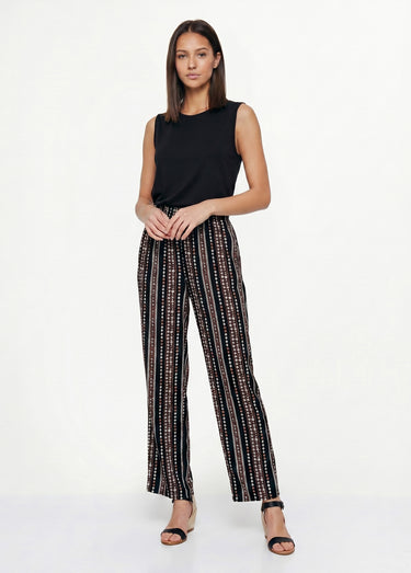 Pantalon imprimé taille élastiquée Fond Noir
