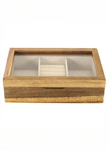 Boite à bijoux bois, couvercle verre 1B Bois