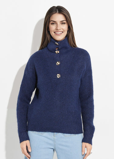Pull camionneur avec laine + boutons métal Marine