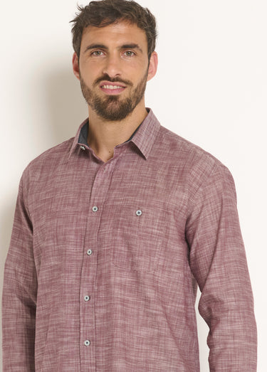 Chemise fantaisie détails contrastés Bordeaux