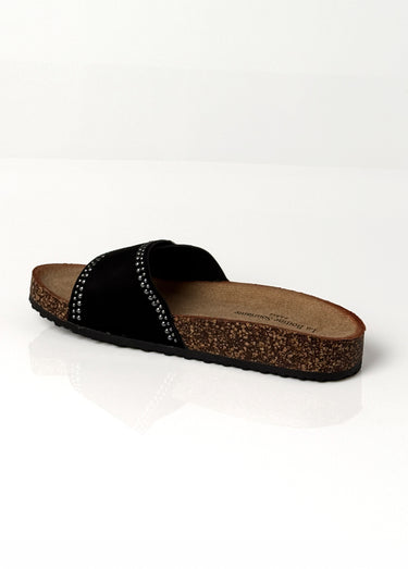 Mules anatomiques suédine, clous métal Noir