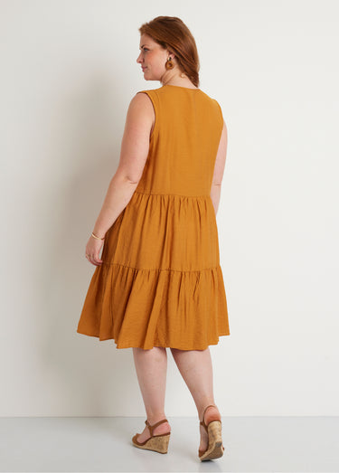 Robe sans manches courte volantée Safran