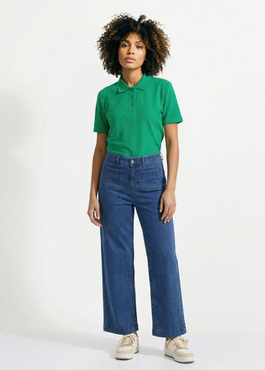 T-shirt maille piquée coton col polo Menthe