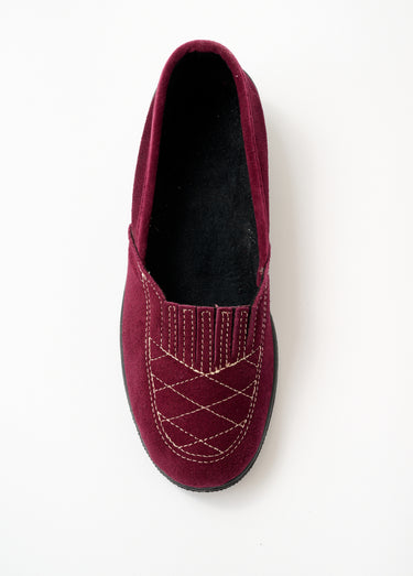 Mocassins élastiqués cuir grande largeur Bordeaux