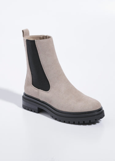 Boots Chelsea hautes semelle crantée Beige
