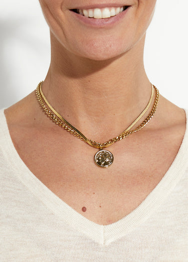 Collier ras de cou fantaisie 2 rangs Dore