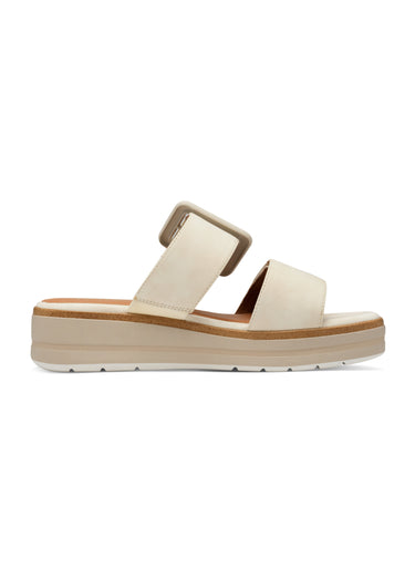 Mules 2 brides avec semelle compensée Beige