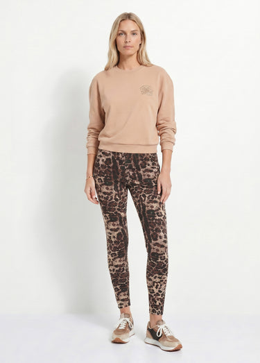 Legging taille élastiquée jacquard peau de bête Beige/Noir