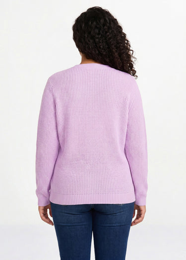 Gilet long boutonné brillant manches longues Lilas