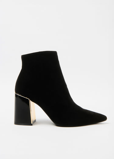 Boots velours talon bijou bout pointu Noir