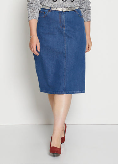 Jupe trapèze en jean stretch Bleu