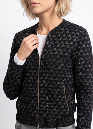 Gilet zippé esprit bomber maille brillante Noir