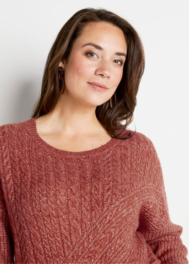 Pull maille chinée perlée torsadée col rond Tomette