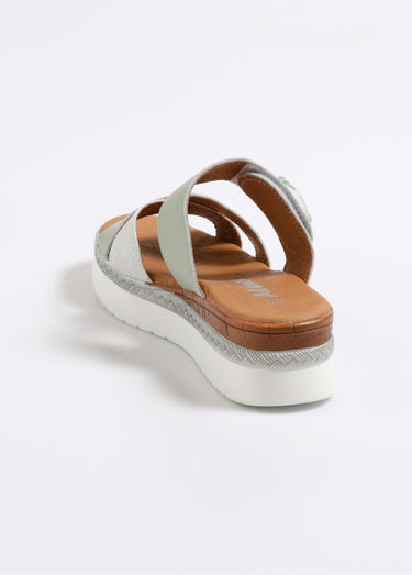 Mules semelle compensée et effet python Vert