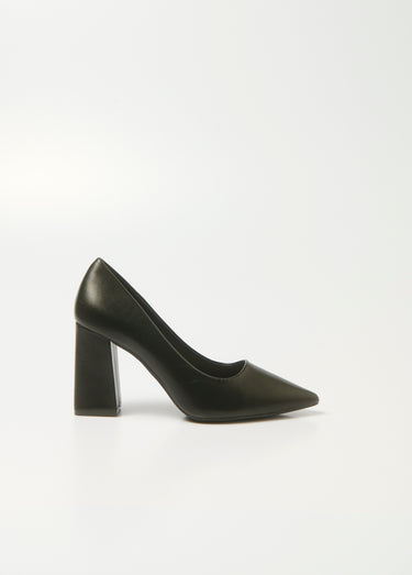 Escarpin talon haut et large finition lisse Noir