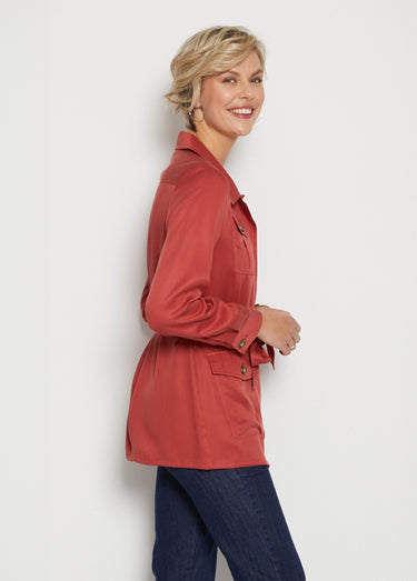 Veste saharienne Lyocell ceinturée Tomette