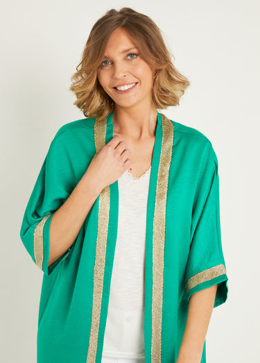 Veste longue fluide détails chic Vert