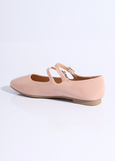 Ballerines plates bout carré, double bride Nude