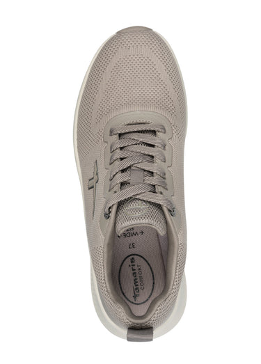Baskets compensées en mesh look sportif Taupe