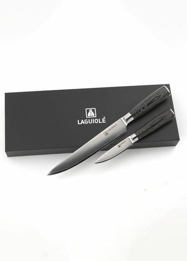Coffret de 2 couteaux lame acier Damarus, Marcel Noir