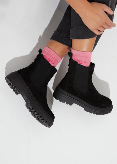 Boots Chelsea compensées et montantes Noir