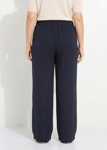 Pantalon effet pont taille élastiquée Marine