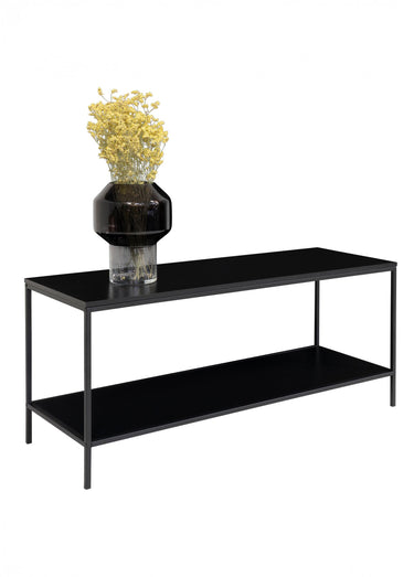 Meuble TV 2 niveaux en acier foncé Noir