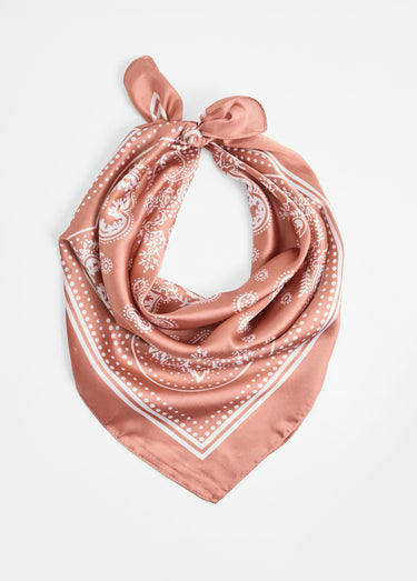 Foulard carré en satin, motif bandana 2 Moka