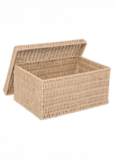 Set de 2 boites tressées + couvercles Beige