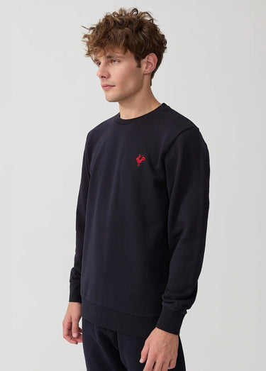 Sweat shirt en molleton avec col rond Bleu Marine