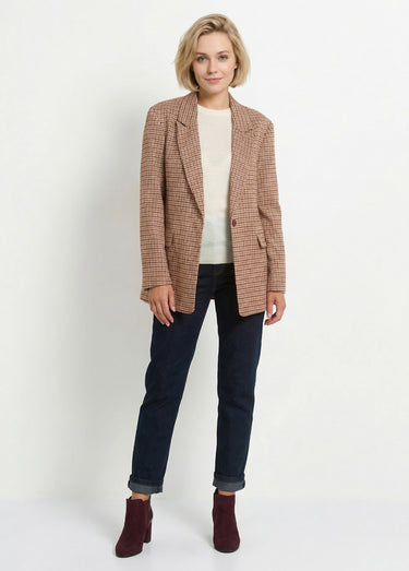 Veste à carreaux 1 bouton style blazer Carreaux Bordeaux