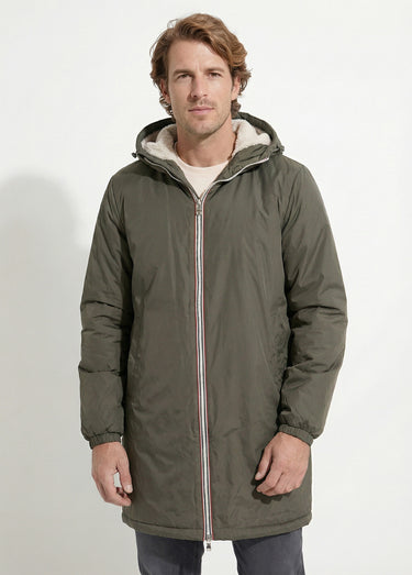 Parka longue chaude fourrée déperlante Kaki/Ecru