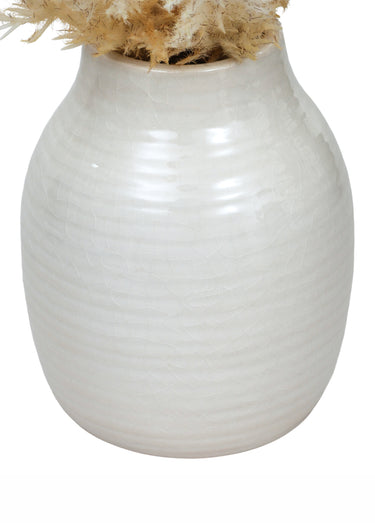 Vase avec graminées artificielles JAMES Blanc