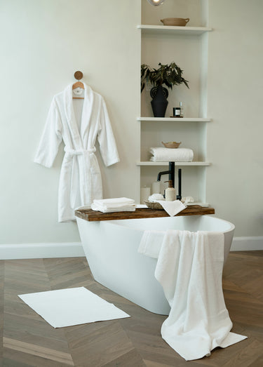 Tapis de bain en éponge avec fin liteau Blanc