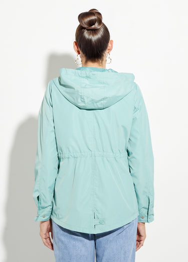 Coupe-vent capuche et taille resserrée Vert d'eau