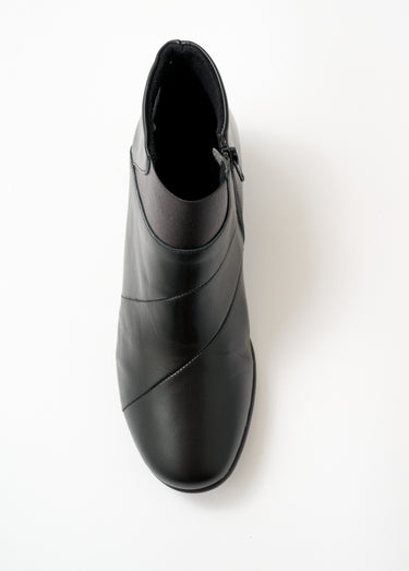 Bottines zippées en cuir, grande largeur Noir