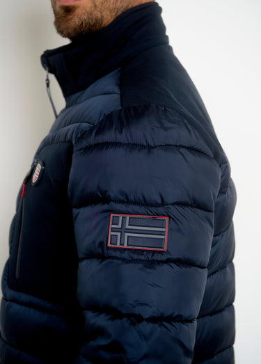 Doudoune chaude zippée à capuche Bleu
