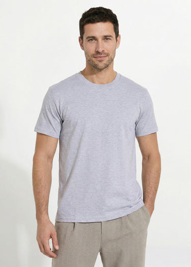 T-shirt pur coton avec col rond, Essentiel Gris