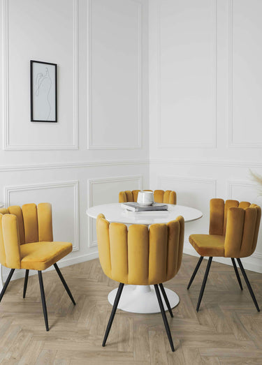 Chaises velours dossier capitonné 1G Moutarde