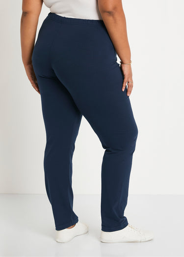 Legging coton stretch taille élastiquée Marine