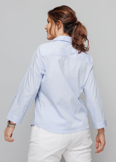 Tunique boutonnée unie ou imprimée Uni Bleu