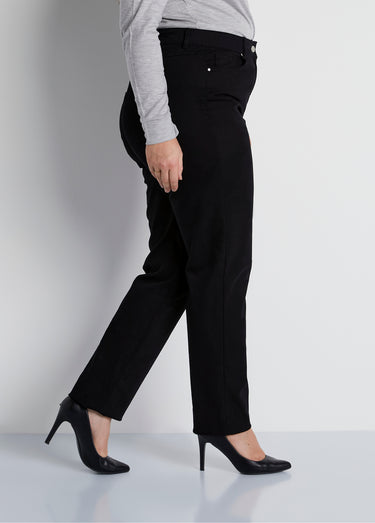 Pantalon droit 5 poches coton stretch Noir