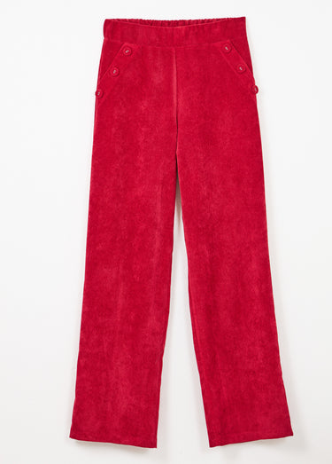 Pantalon large velours milleraies Rouge