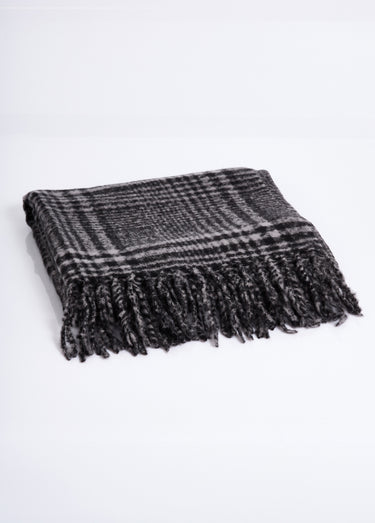 Echarpe à franges chaude à carreaux Gris