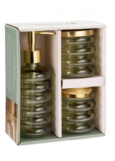 Set de salle de bain 4 pièces en verre Vert