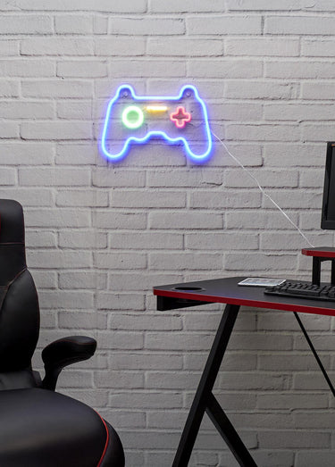 Lampe LED effet néon, manette jeu Rouge/Bleu