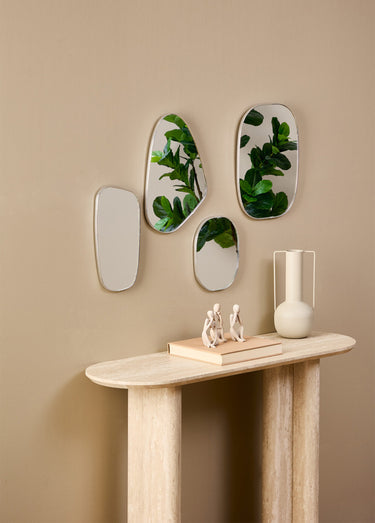 Set de 4 miroirs assortis, forme galet Blanc
