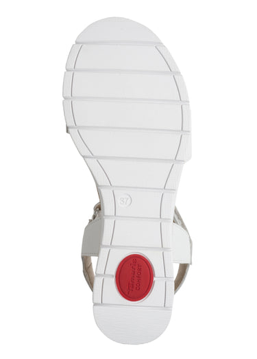 Sandales compensées scratchées en cuir Blanc