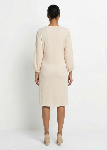 Robe portefeuille en maille gaufrée Beige